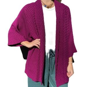 Ruby Rd sweater chunky knit open drape cardigan pink